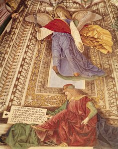 Amos and the Angel holding the pincers of the Passion of Christ, from the cupola of the Sacristy of St. Mark (detail)